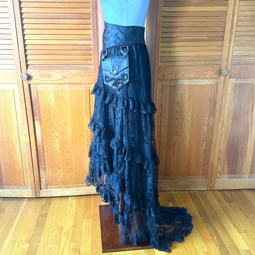 Vintage Lip Service Winchester Emporium Black Lace High Waist Skirt XS - Picture 6 of 12